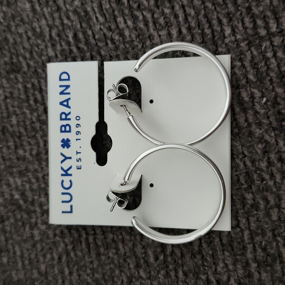 Lucky Brand Jewelry - Lucky Brand Silver-Tone Medium C-Hoop Earrings, 1.25"